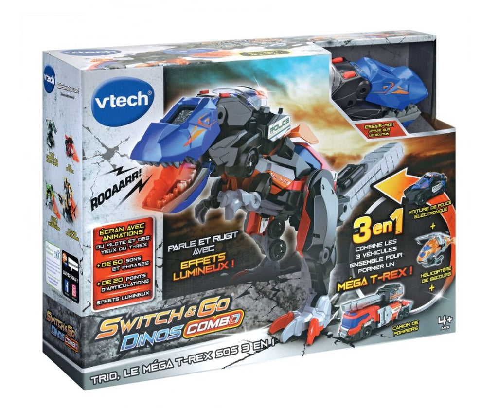 VTECH - SWITCH & GO COMBO - TRIO LE MÉGA T-REX SOS - 3-EN-1