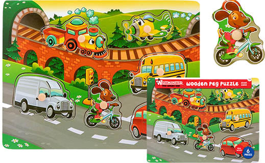 6 PIECE WOODEN PUZZLE - STREET SCENE